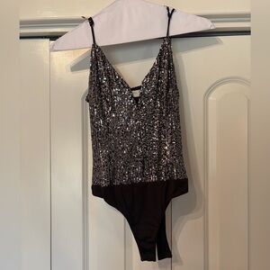 Astr the Label Take The Plunge Sequin Bodysuit